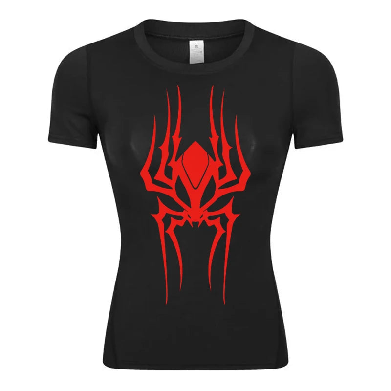 Women's Spider Print Compression Shirt - Image 23