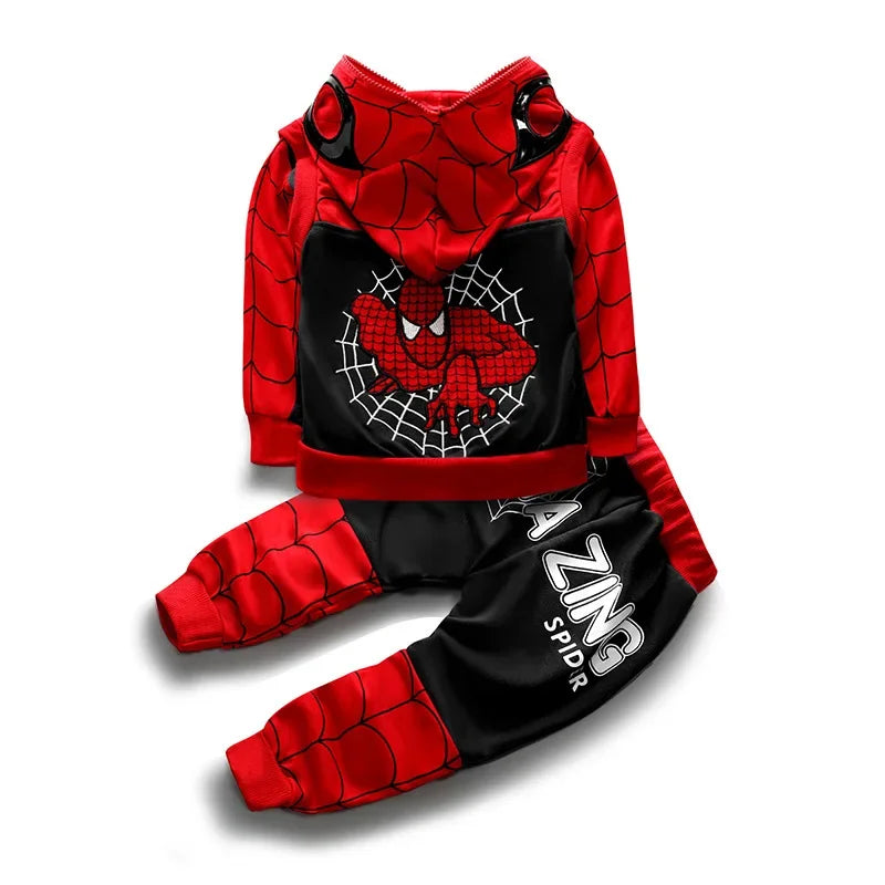3pcs Cartoon Print Spider-Man Hoodie Cosplay Costume - Image 2