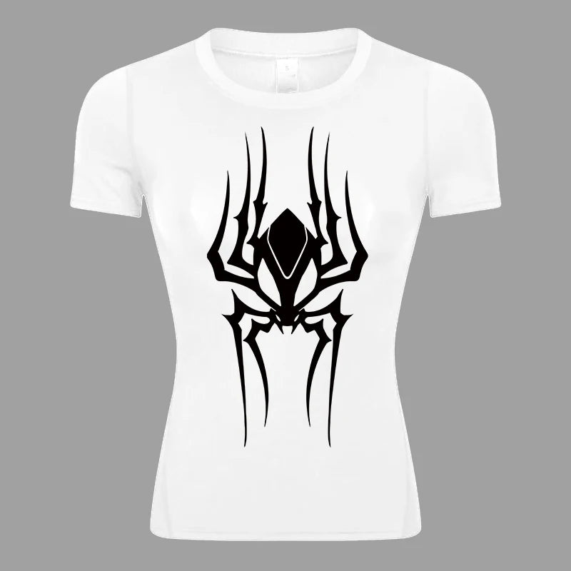 Women's Spider Print Compression Shirt - Image 24